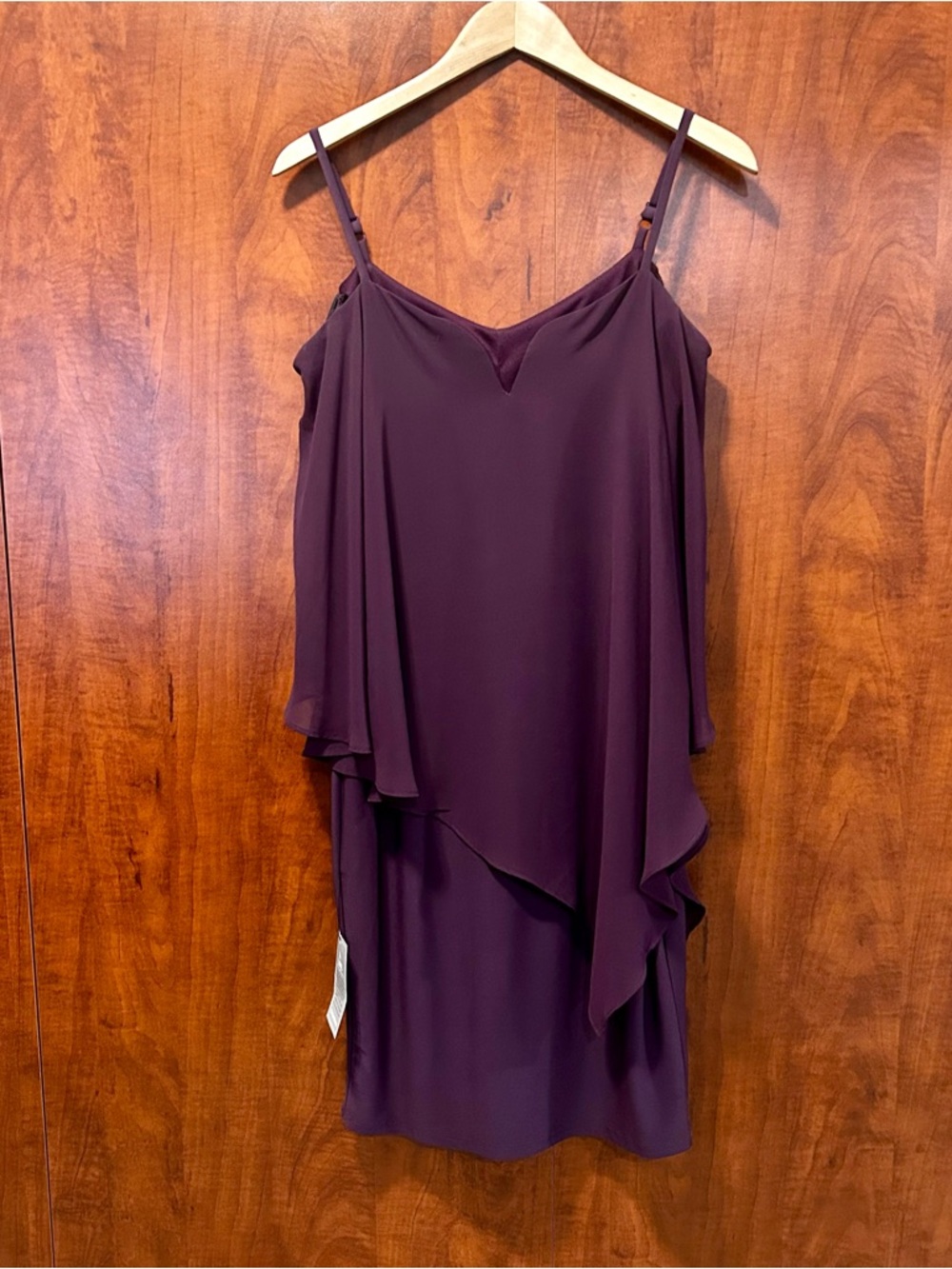 le château Plum Layered Asymmetric Slip Dress